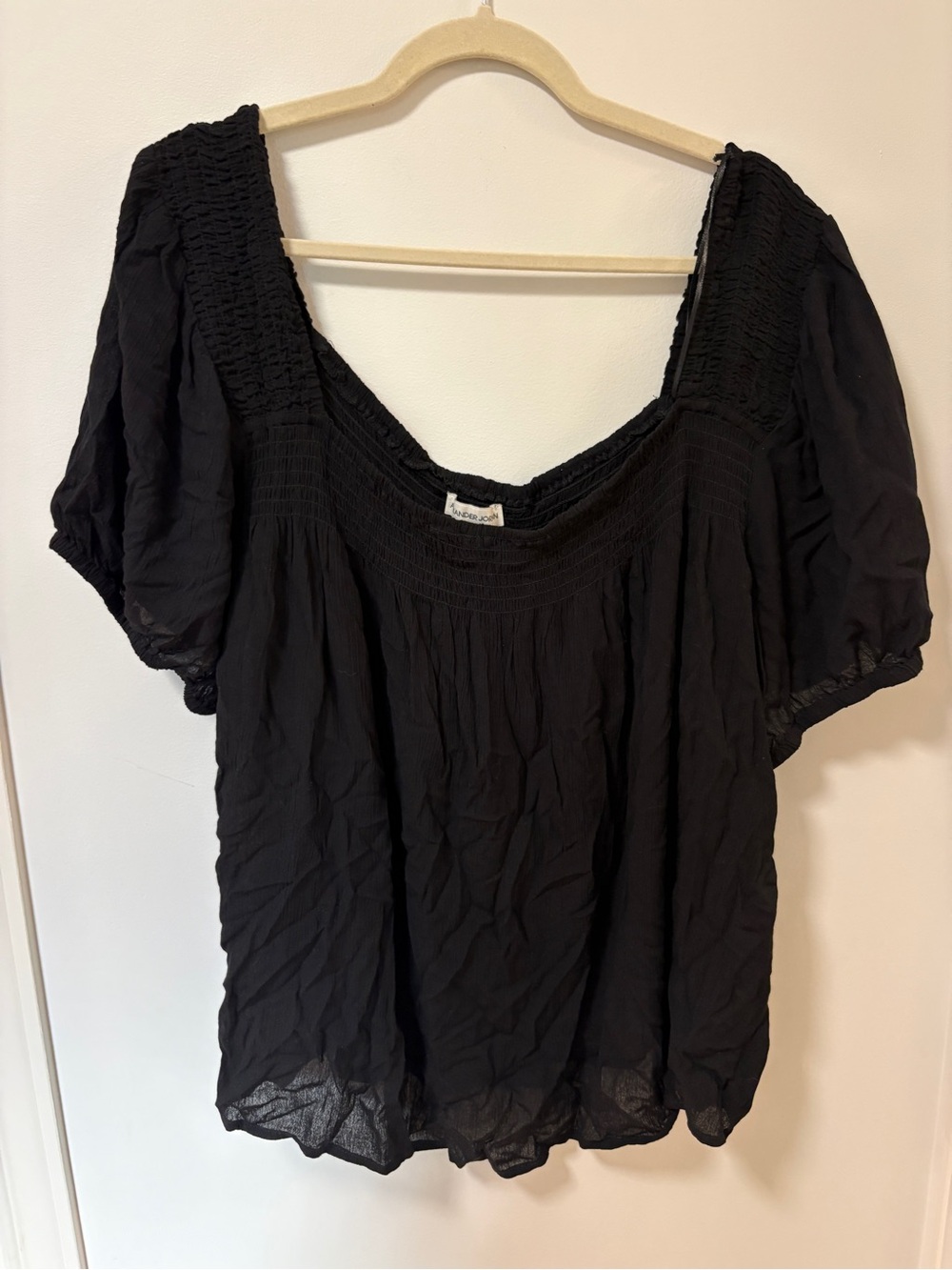 Alexander Jordan Black Top / Shirt Size 2x Scoop Neck Ruched Flowy Blouse